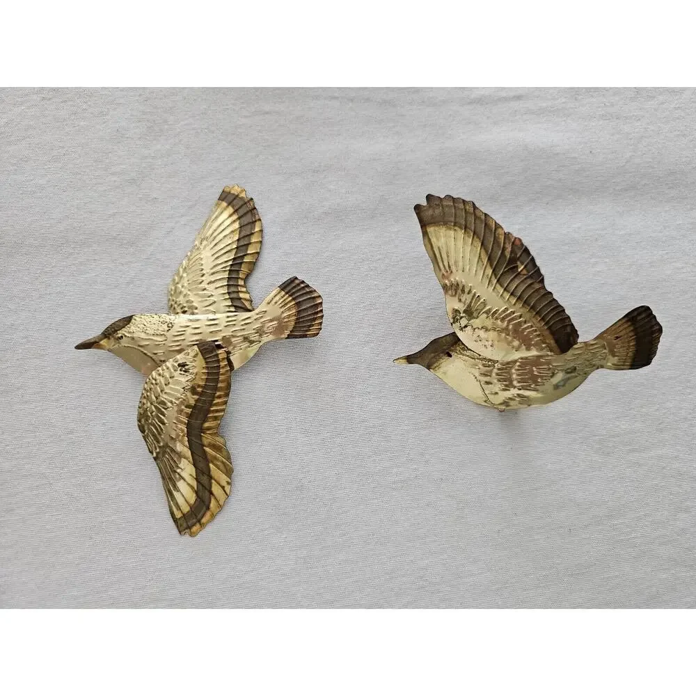 Vintage Homco Metal Wall Decor Hummingbirds Flowers Brass MCM Home Interiors Set